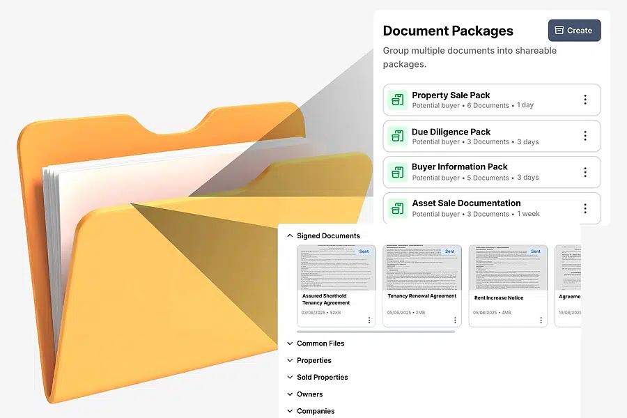 Lendlord Document Hub listing gas, EICR and tenancy certificates for a rental