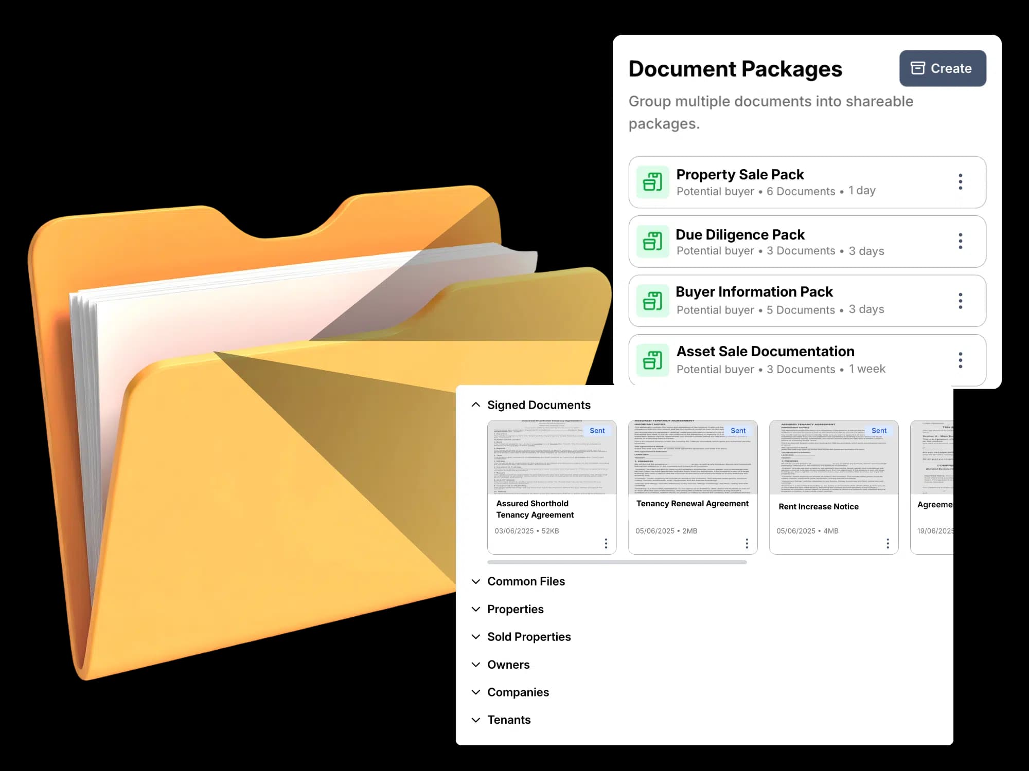 Lendlord document hub with tenancy agreements, certificates and records